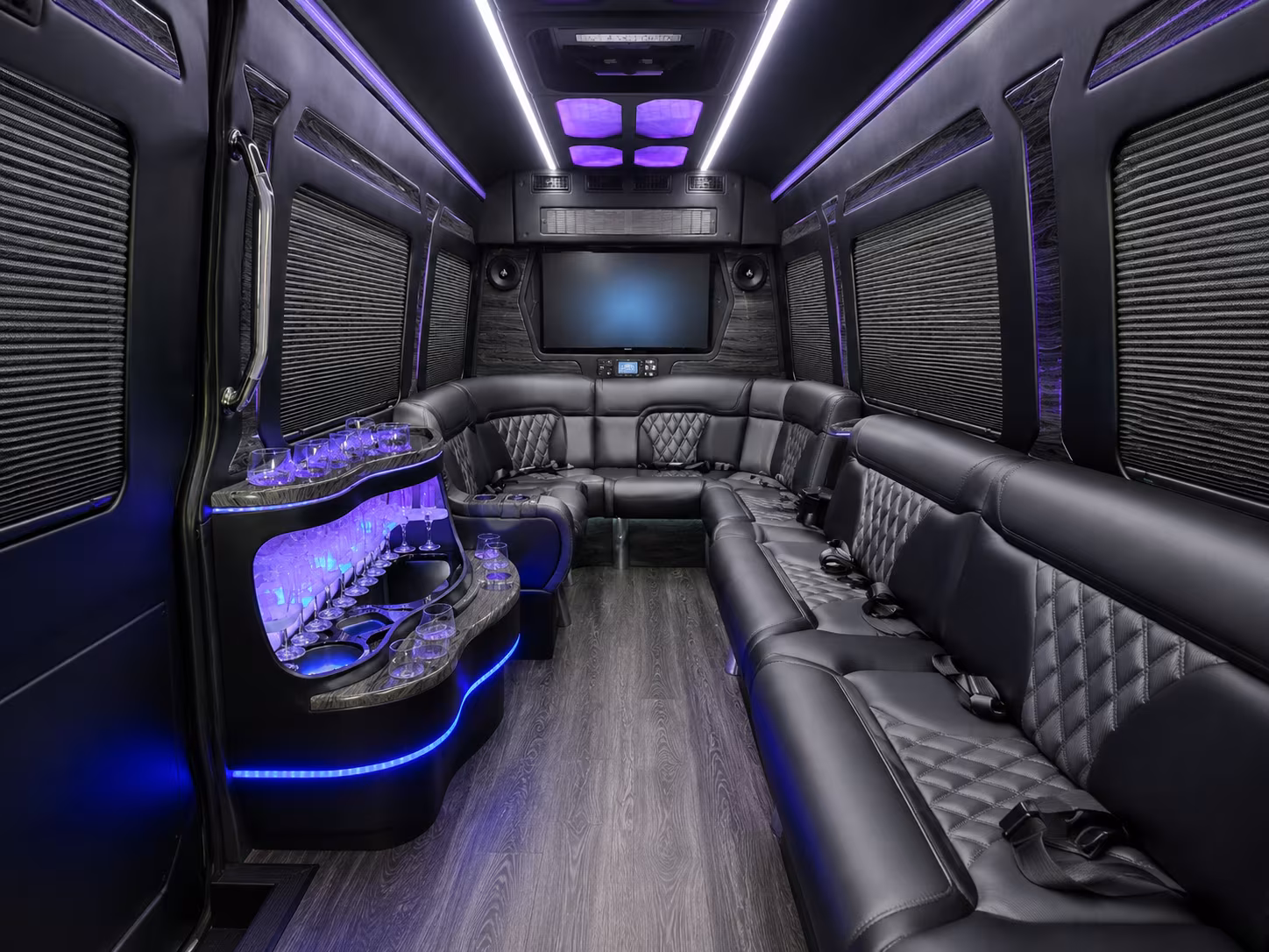washington 40 passenger party bus interior